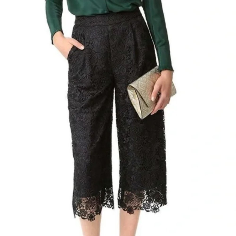 Diane Von Furstenberg Black Lace Culotte Pants